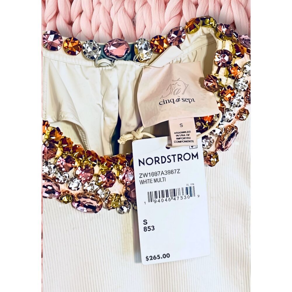 NWT Cinq à Sept Lizzie Rhinestone Necklace Tank Top Vest S - Picture 6 of 6
